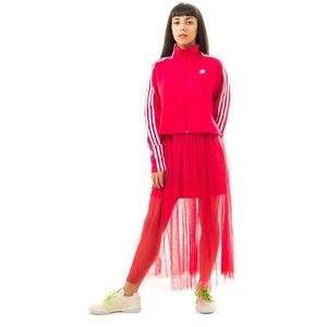 adidas originals sleek mesh tulle track jacket in pink